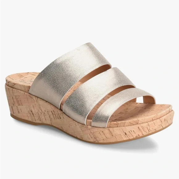 Kork-Ease | Menzie Banded Slide Wedge Sandals | Soft Gold | 9 - Picture 2 of 14